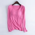 thumbnail image 1 of Sakmal Plus Size Pajama Tops for Women Long Sleeve Cotton Pullover Loungewear Crew Neck Pink Loungewear for Women 3XL, 1 of 5
