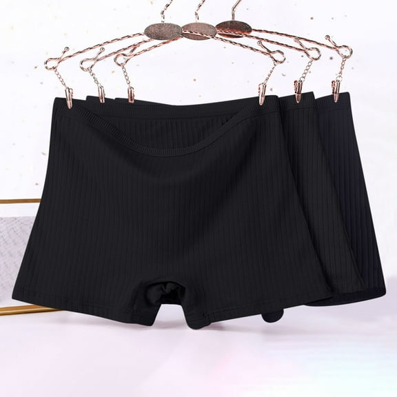 Sakmal Plus Size Panties Full Coverage Cotton Boyshorts Boxers Panties Black No Show Womens Underwear 4XL,3-Pack