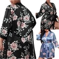 thumbnail image 1 of Sakmal Plus Size Robes for Women Long Satin Lightweight Bathrobe for Women House Black Women Robe 3XL, 1 of 7