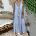 thumbnail image 1 of Sakmal Plus Size Summer Dresses for Women Blue Maxi Sundress Flowy Dress Lace Sleeveless Dresses, 1 of 7