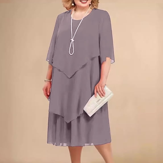 Sakmal Plus Size Sundresses for Women 2025 Long Purple Flowy Dress Short Sleeve Patchwork Dresses