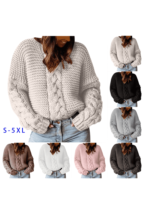 Plus Size Sweaters for Women Pullover Winter Cozy Long Sleeve Tops Black Crew Neck Casual Sweaters for Women