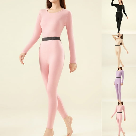 Sakmal Plus Size Thermal Underwear Set Women Cotton Winter Sleepwear for Cold Weather Beige Womens Base Layer Sizes L-4XL