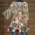 thumbnail image 1 of Sakmal Plus Size Tops for Women Yellow Elbow-Length V-Neck Chiffon Floral Tunic T Shirts for Women, 1 of 5