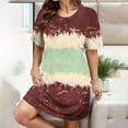 thumbnail image 1 of Sakmal Plus Size Women Dresses Midi T Shirt Brown Dress Tie Dye Short Sleeve Dresses for Women, 1 of 5