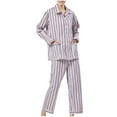thumbnail image 1 of Sakmal Plus Size Women Pajama Sets Long Sleeve Shirt and Pants Striped Cotton Pj Set ,Pink,XL, 1 of 4