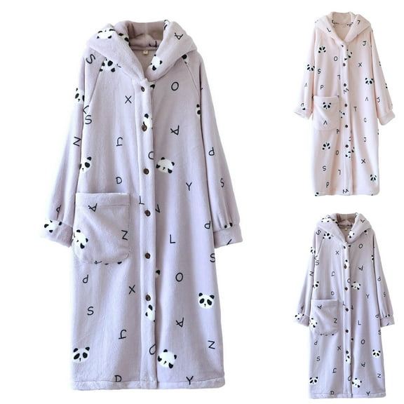 Sakmal Plus Size Women's Robes with Hood Long Length Cotton Bathrobe for Women Cozy Pink Womens Robe with Pockets