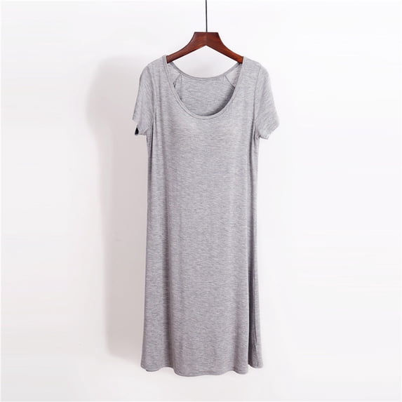 Sakmal Womens Moomoo Nightgowns Modal Sleepshirt Short Sleeve Gray Nightgowns