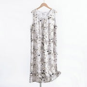 Sakmal Plus Size Womens Moomoo Tank Nightgowns Long White Casual Sleep Dress Sleeveless Floral Sleep Tanks for Women