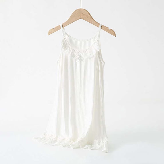 Sakmal Womens Nightgown White Cotton Loungewear Sleeveless Nightgowns for Women
