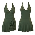thumbnail image 1 of Sakmal Womens One Piece Swimsuits Mesh Swim Dress Bathing Suit V Neck Beach Green Ladies Swimwear L, 1 of 9