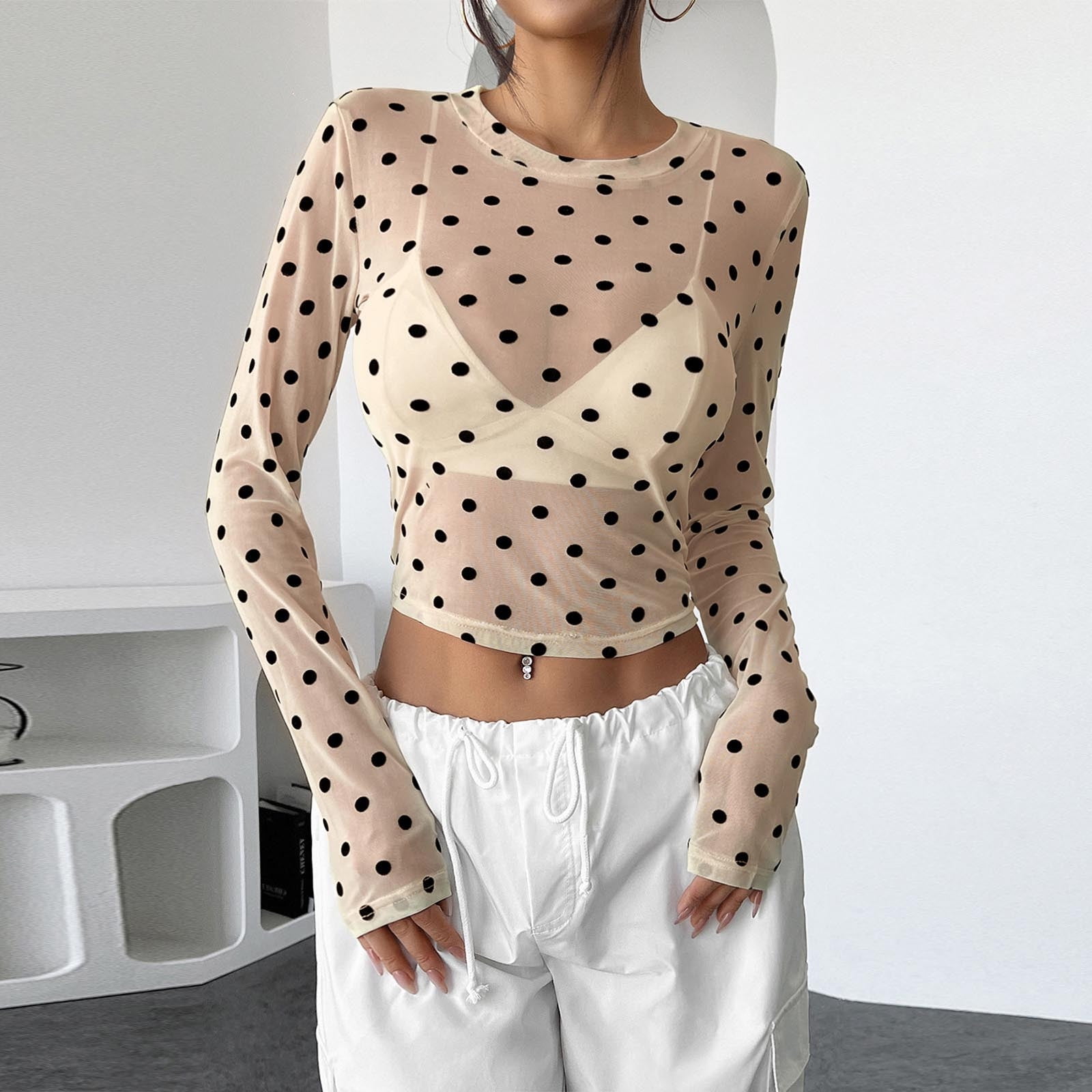 sheer spotty top