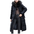thumbnail image 1 of Sakmal Puffer Jacket Women Plus Size Hooded Quilted Zip Up Down Jackets Black Overcoat Padded Parka Long Coats for Women, 1 of 8