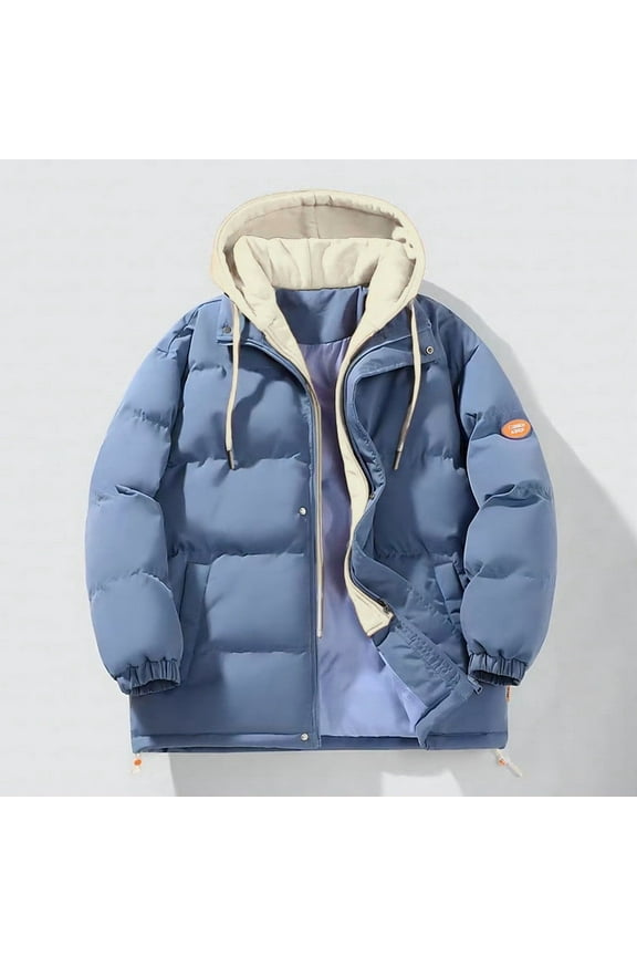 Puffer Jackets for Women Quilted Hooded Thicken Plus Size Down Coat Blue Windbreaker Padded Jackets for Women