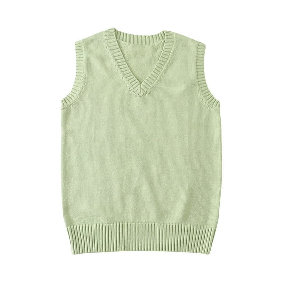 Sakmal Pullover Fall Sweaters for Women Oversized Teacher Green Sweater Vest Sleeveless Solid Fashion V Neck Sweaters for Women