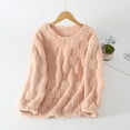 thumbnail image 1 of Sakmal Pullover Pajama Tops Women Fleece Flannel Fuzzy Long Sleeve Loungewear Pink Crew Neck Loungewear for Women M, 1 of 9