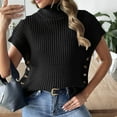 thumbnail image 1 of Sakmal Pullover Sweaters Women Cute Short Cap Sleeve Tops Trendy Black High Neck Sweaters for Women, 1 of 6