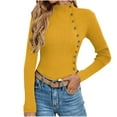 thumbnail image 1 of Sakmal Pullover Sweaters for Women Cute Yellow Ribbed Tops Long Sleeve Solid Loose Crew Neck Sweaters for Women, 1 of 4