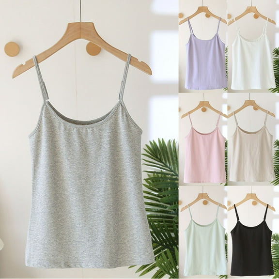 Sakmal Pullover Womens Pajama Tops Cotton Sleeveless Tank Top Beige Crew Neck Tank Top for Women L