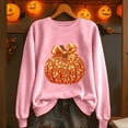 thumbnail image 1 of Sakmal Pumpkin Women Sweatshirts Lightweight Pink Oversized Halloween Sweatshirts Soft Fall Fashion Tops, 1 of 6
