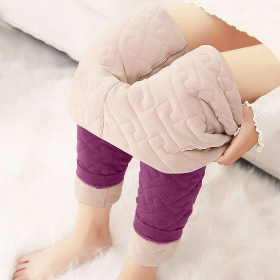 Sakmal Purple Fleece Lined Tights for Women Footless Plus Size Leggings High Waisted Tight for Women