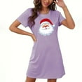 thumbnail image 1 of Sakmal Purple Moomoo Dresses for Women Plus Size Christmas Lightweight Cozy Sleepshirt Short Sleeve Short Santa Claus Print Crew Neck Nightgowns S-2XL, 1 of 5