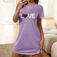thumbnail image 1 of Sakmal Purple Moomoo Night dress for Women Short Soft Sleepwear Short Sleeve Love Print Nightgowns for Women, 1 of 5