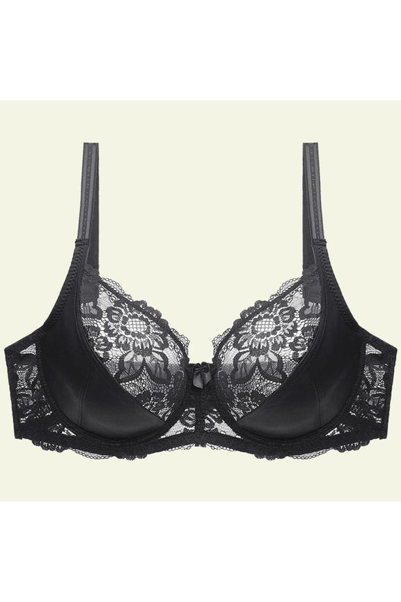 Push Up Bras Women Underwire Lace Black Back Smoothing Soft Cup Ladies T-Shirt Bras XL