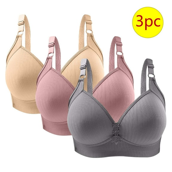 Sakmal Push Up Womens Bras Bralette Gray Comfortable Compression T-Shirt Bras for Ladie 38/85,3-Pack