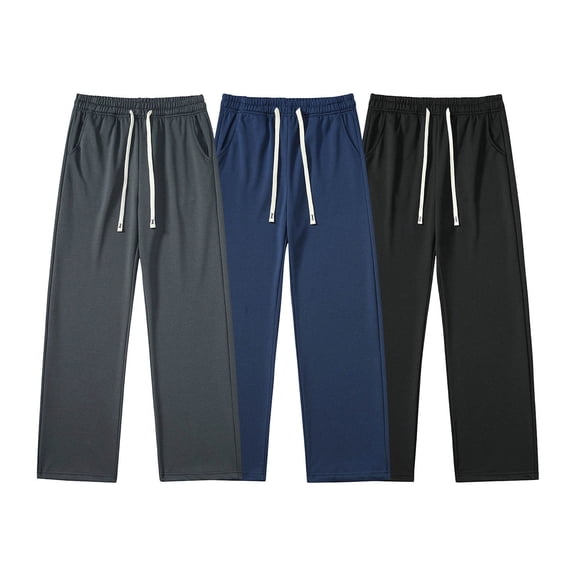 Sakmal Quick Dry Men's and Big Men's Sweatpants Athletic Wide Leg 3-Pack Open Bottom Pants Black Spring Outdoor Activity Sweatpants for Men XXL