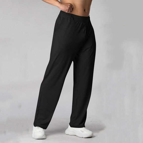 Sakmal Quick Dry Men's and Big Men's Sweatpants Wide Leg Open Bottom Drawstring Pants Black High Waisted Gym Sweatpants for Men XXL