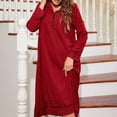 thumbnail image 1 of Sakmal Red 100% Cotton Nightgowns for Women Breathable with Pockets Soft Cotton Night dress Long Sleeve Collared Plaid Long Nightgowns M-2XL, 1 of 9