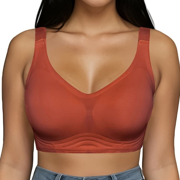 Sakmal Red Bras for Women Minimizer Underwire Wireless Scoop T-Shirt Bras for Women M