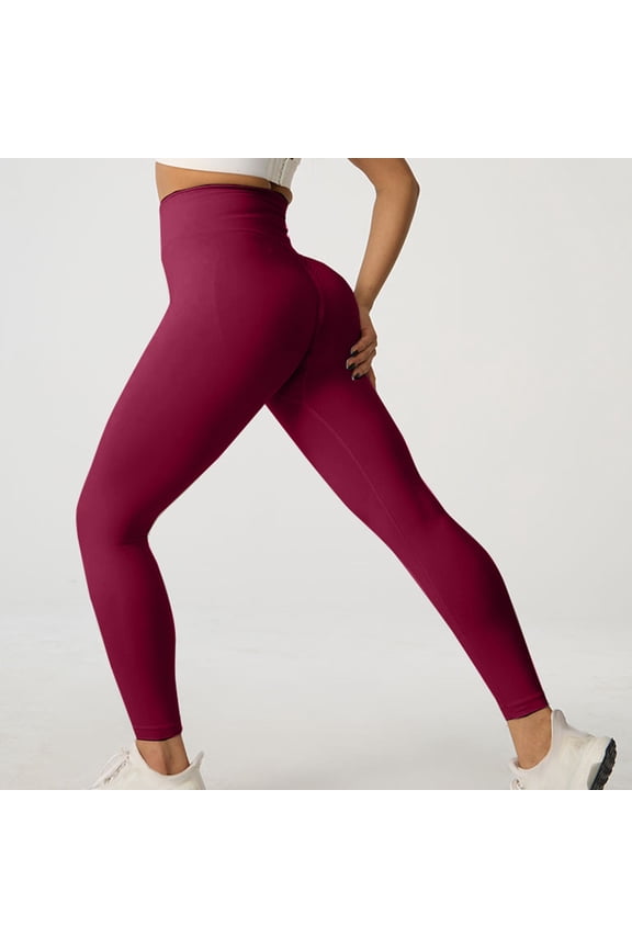 Red Leggings Women Buttery Soft Scrunch Butt Running High Waisted Yoga Pants Workout Full Solid Leggings