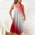 thumbnail image 1 of Sakmal Red Moomoo Tank Nightgowns for Women Knee Length Pleated Lightweight Night dress Sleeveless Gradient Sleep Tanks with Pockets, 1 of 7
