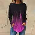 thumbnail image 1 of Sakmal Red Summer Tops for Women 2024 Long Sleeve Crew Neck Flame Graphic Tunic Womens T Shirts, 1 of 5