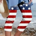 thumbnail image 1 of Sakmal Red Women's Pants Lightweight Slim Leg 4Th of July High Waisted Cropped Stars Capris, 1 of 5