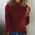 thumbnail image 1 of Sakmal Red Womens Fall Sweaters Cozy Mock Neck Knit Solid Sweaters for Women XXL, 1 of 5