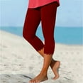 thumbnail image 1 of Sakmal Red Womens Plus Size Pants Cropped Lace Workout Yoga High Waisted Ladies Trousers for Summer, 1 of 6