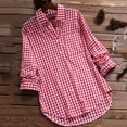 thumbnail image 1 of Sakmal Red Womens Tops Plus Size Long Sleeve Collared Tunic Button Plaid Button-Up Shirts Shirts for Women, 1 of 6