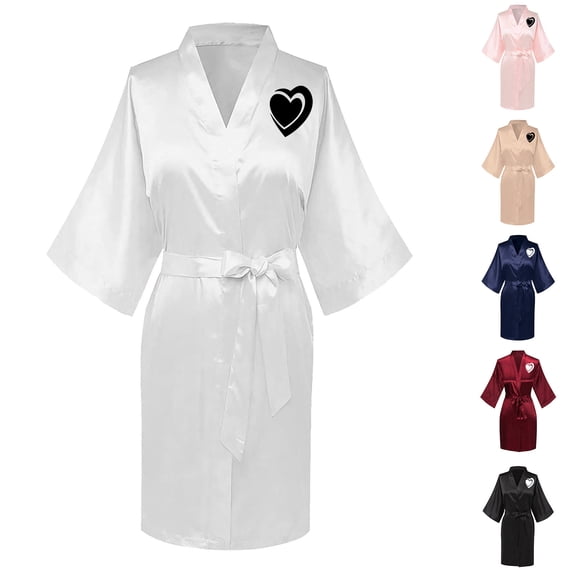 Sakmal Robes for Women Long Satin Kimono Sleepwear for Women Cozy Red Women Robe L