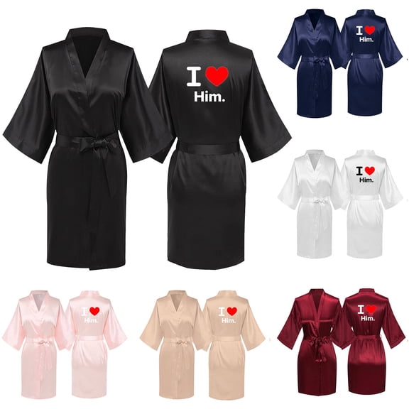 Sakmal Robes for Women Plus Size Satin Long Loungewear for Women Red Soft Women's Robe XXL