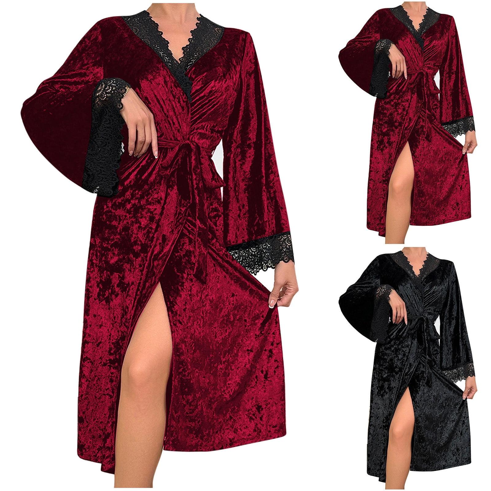Female Robs Sakmal Robes for Women Plush Fleece Plus Size Long Bathrobe for Women ...