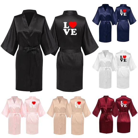 Sakmal Robes for Women Satin Lightweight Long Loungewear for Women Cozy Black Womens Robe XXL