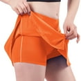 thumbnail image 1 of Sakmal Ruffle Skirt with Shorts Underneath Gym Tennis Mini Orange Solid 3 Inch Inseam Fashion Skorts, 1 of 5