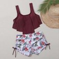 thumbnail image 1 of Sakmal Ruffle Swimsuits Tankinis Two Piece Sets Red Bathing Suits Full Coverage Padded Swimsuit Sets, 1 of 7
