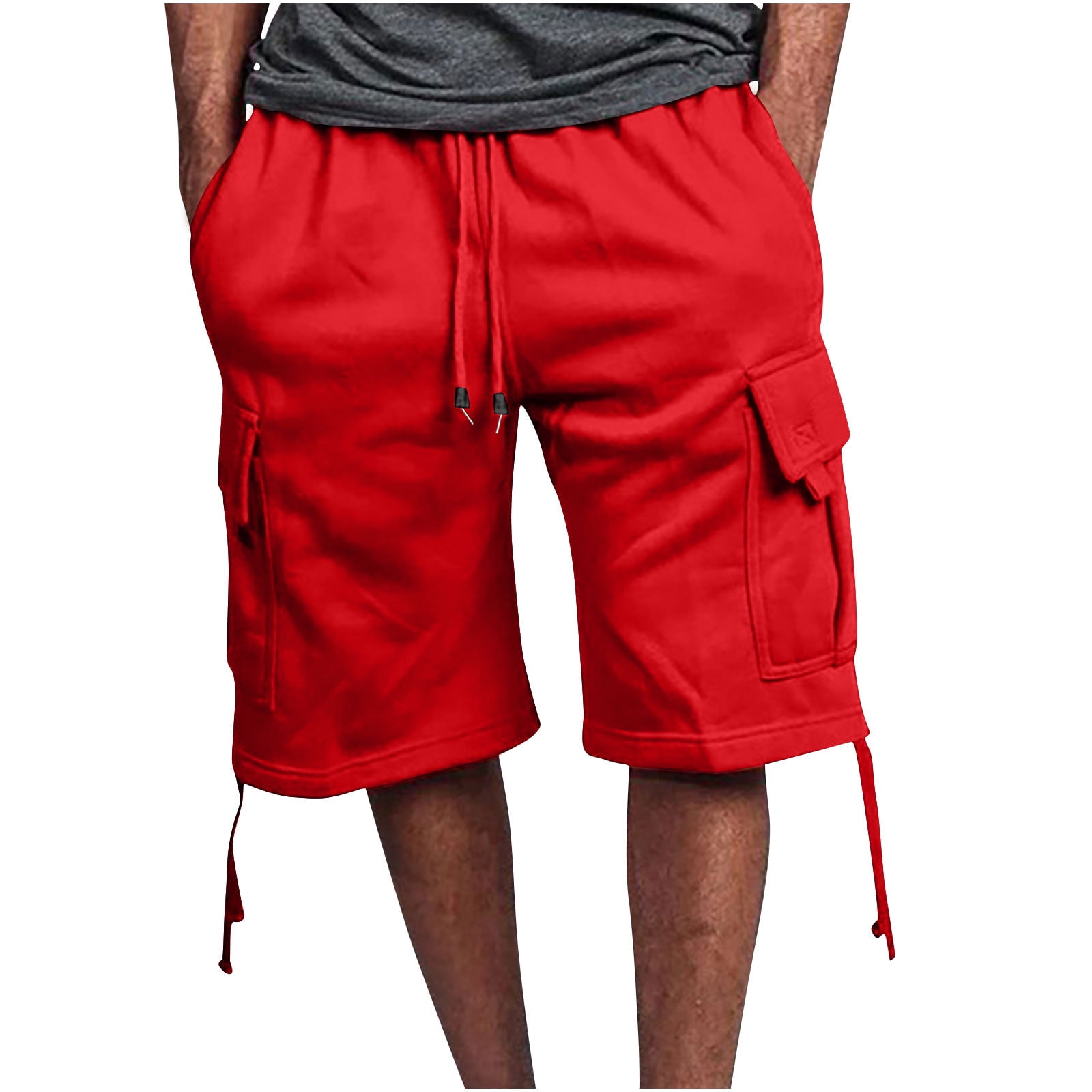 Sakmal Running Shorts for Men Red Cargo Solid with Pockets Men'S Pants ...