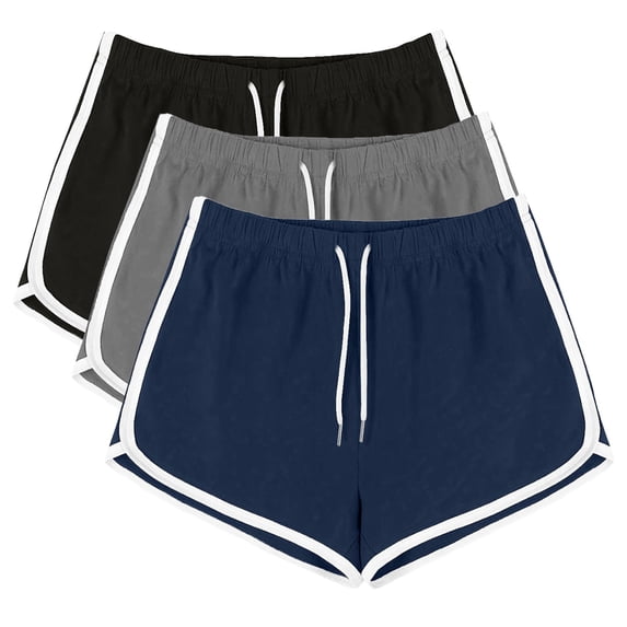 Sakmal Running Shorts for Women Trendy Dolphin Yoga Blue 3PC Solid Mid Rise 3 Inch Inseam Shorts