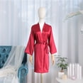 thumbnail image 1 of Sakmal Satin Robes for Women Knee Length Lightweight Sleepwear for Women Red House Women's Robe M, 1 of 8
