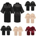 thumbnail image 1 of Sakmal Satin Women Robes Kimono Knee Length Bathrobe for Women Cozy Black Women's Robe L, 1 of 5
